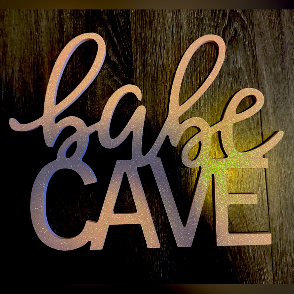 Pink wooden “Babe Cave” wall hanging